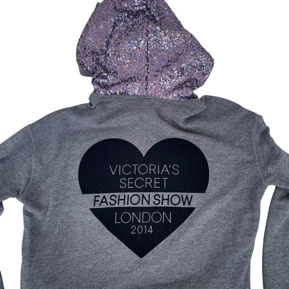 SOLD Victoria’s Secret Women’s 2014 Fashion Show Grey Sequins Hoodie - Picture 2 of 6